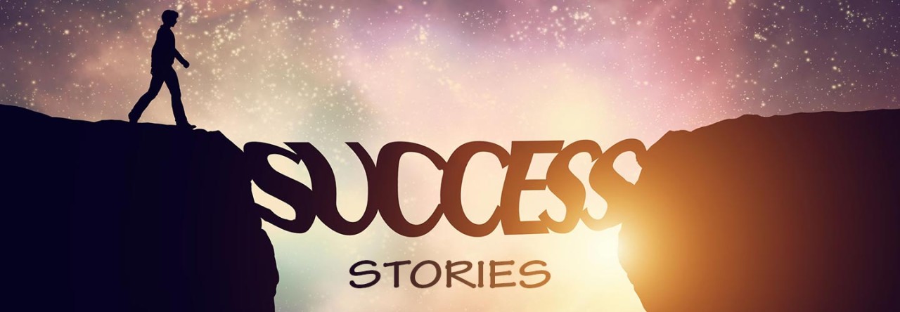 Success stories artwork behind learner testimonials